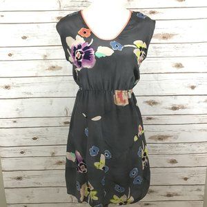 Rebecca Taylor Gray & Floral Silk Dress